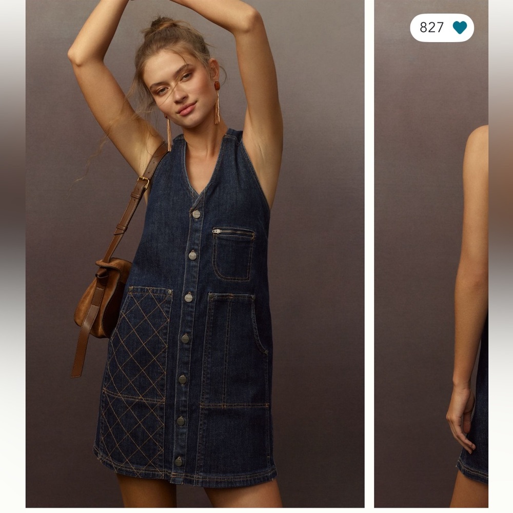 Pilcro Denim Pinafore Mini Dress